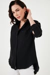 Lela Pamuklu Tek Cepli Regular Fit Bayan Gömlek 46121102S4 SİYAH