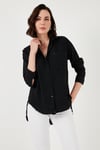Lela Pamuklu Tek Cepli Regular Fit Bayan Gömlek 46121102S4 SİYAH