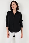 Lela Pamuklu Tek Cepli Regular Fit Bayan Gömlek 46121102S4 SİYAH