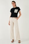 Lela Pamuklu Tek Cepli Regular Fit Bisiklet Yaka Kadın T Shirt 5865818 SİYAH