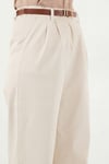 Lela Pamuklu Wide Leg Yüksek Bel Geniş Paça Kemerli Bayan Pantolon 668YP5429 TAŞ