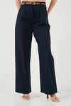 Lela Pamuklu Wide Leg Yüksek Bel Geniş Paça Kemerli Bayan Pantolon 668YP5429 LACİVERT