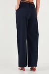 Lela Pamuklu Wide Leg Yüksek Bel Geniş Paça Kemerli Bayan Pantolon 668YP5429 LACİVERT