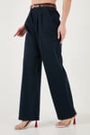 Lela Pamuklu Wide Leg Yüksek Bel Geniş Paça Kemerli Bayan Pantolon 668YP5429 LACİVERT