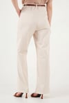 Lela Pamuklu Wide Leg Yüksek Bel Geniş Paça Kemerli Bayan Pantolon 668YP5429 TAŞ
