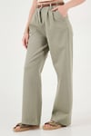 Lela Pamuklu Wide Leg Yüksek Bel Geniş Paça Kemerli Bayan Pantolon 668YP5429 HAKİ
