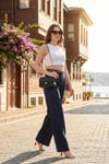 Lela Pamuklu Wide Leg Yüksek Bel Geniş Paça Kemerli Bayan Pantolon 668YP5429 LACİVERT