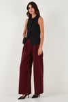 Lela Pile Detaylı Wide Leg Yüksek Bel Geniş Paça Bayan Pantolon 6522016 BORDO