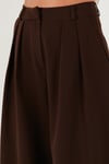 Lela Pile Detaylı Wide Leg Yüksek Bel Geniş Paça Bayan Pantolon 6522016 KAHVE