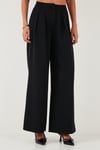 Lela Pile Detaylı Wide Leg Yüksek Bel Geniş Paça Bayan Pantolon 6522016 SİYAH