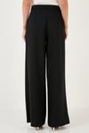 Lela Pileli Yüksek Bel Regular Fit Geniş Paça Bayan Pantolon 611PL033 SİYAH