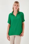 Lela Polo Yaka Kısa Kollu Relaxed Fit Bayan Bluz 66904862S4 BENETTON