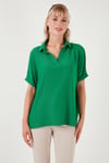 Lela Polo Yaka Kısa Kollu Relaxed Fit Bayan Bluz 66904862S4 BENETTON