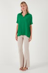 Lela Polo Yaka Kısa Kollu Relaxed Fit Bayan Bluz 66904862S4 BENETTON