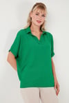 Lela Polo Yaka Kısa Kollu Relaxed Fit Bayan Bluz 66904862S4 BENETTON
