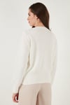 Lela Premium Comfort Fit Yuvarlak Yaka Crop Triko Bayan Hırka 680HI00164 EKRU