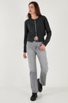 Lela Premium Comfort Fit Yuvarlak Yaka Crop Triko Bayan Hırka 680HI00164 ANTRASİT