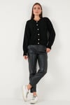 Lela Premium Regular Fit Bisiklet Yaka Yumuşak Dokulu Bayan Hırka 680HI00147 SİYAH