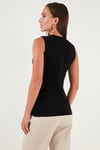 Lela Premium Regular Fit Bisiklet Yaka Düğme Detaylı Bayan Yelek 680YE00043 SİYAH