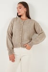 Lela Premium Regular Fit Bisiklet Yaka Yumuşak Dokulu Bayan Hırka 680HI00147 VİZON