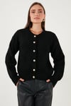 Lela Premium Regular Fit Bisiklet Yaka Yumuşak Dokulu Bayan Hırka 680HI00147 SİYAH