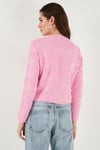Lela Premium Regular Fit Bisiklet Yaka Düğmeli Dokulu Triko Bayan Hırka 680HI00337 Şeker Pembe