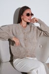 Lela Premium Regular Fit Bisiklet Yaka Yumuşak Dokulu Bayan Hırka 680HI00147 VİZON