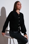 Lela Premium Regular Fit Bisiklet Yaka Yumuşak Dokulu Bayan Hırka 680HI00147 SİYAH