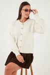 Lela Premium Regular Fit Bisiklet Yaka Yumuşak Dokulu Bayan Hırka 680HI00147 EKRU