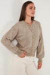 Lela Premium Regular Fit Bisiklet Yaka Yumuşak Dokulu Bayan Hırka 680HI00147 VİZON