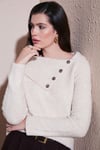 Lela Premium Regular Fit Kayık Yaka Düğme Detaylı Bayan Kazak 680KZ002563 TAŞ