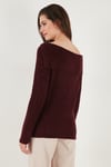 Lela Premium Regular Fit Kayık Yaka Düğme Detaylı Bayan Kazak 680KZ002563 BORDO