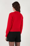 Lela Premium Regular Fit Yuvarlak Yaka Crop Triko Bayan Hırka 680HI00110 KIRMIZI