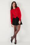 Lela Premium Regular Fit Yuvarlak Yaka Crop Triko Bayan Hırka 680HI00110 KIRMIZI