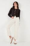 Lela Premium Regular Fit Yuvarlak Yaka Crop Triko Bayan Hırka 680HI00110 KAHVE