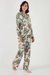 Lela Reguar Fit Yumuşak Dokulu Bayan Pijama Takımı 611PT288Y VİZON-YEŞİL