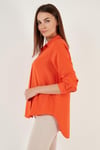 Lela Regular Fit Arkası Uzun Yazlık Bayan Gömlek 611BG9741 ORANGE