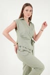 Lela Regular Fit Bağlama Detaylı Kolsuz Kadın Takım 5866787 Olive