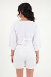 Lela Regular Fit Bağlamalı Crop Kadın Kimono 668YL2783 BEYAZ