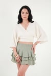 Lela Regular Fit Bağlamalı Crop Kadın Kimono 668YL2783 TAŞ