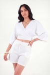 Lela Regular Fit Bağlamalı Crop Kadın Kimono 668YL2783 BEYAZ