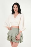 Lela Regular Fit Bağlamalı Crop Kadın Kimono 668YL2783 TAŞ