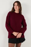 Lela Regular Fit Bisiklet Yaka Basic 2'li Paket Triko Bayan Kazak 4616213S2 BORDO-HAKİ