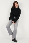 Lela Regular Fit Bisiklet Yaka Basic 2'li Paket Triko Bayan Kazak 4616213S2 SİYAH-TAŞ