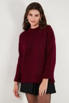 Lela Regular Fit Bisiklet Yaka Basic 2'li Paket Triko Bayan Kazak 4616213S2 ANTRASİT-BORDO