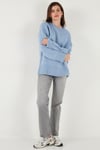 Lela Regular Fit Bisiklet Yaka Basic 2'li Paket Triko Bayan Kazak 4616213S2 Antrasit-Bebe Mavi