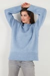 Lela Regular Fit Bisiklet Yaka Basic Triko Bayan Kazak 4616213 BEBE MAVİ
