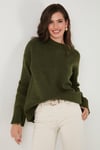 Lela Regular Fit Bisiklet Yaka Basic Triko Bayan Kazak 4616213 HAKİ