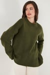 Lela Regular Fit Bisiklet Yaka Basic Triko Bayan Kazak 4616213 HAKİ