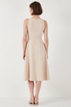 Lela Regular Fit Bisiklet Yaka Cepli Pileli Midi Boy Abiye Kadın Elbise 6111963 TAŞ